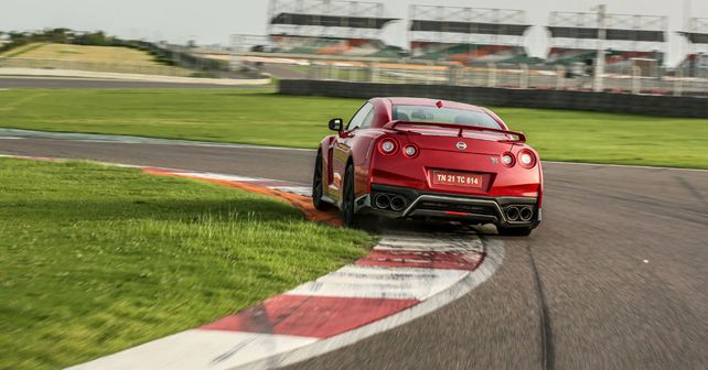 Nissan GTR track test rear angle shot