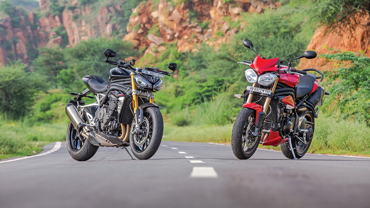 2021 Triumph Speed Triple RS with older generation Speed Triple