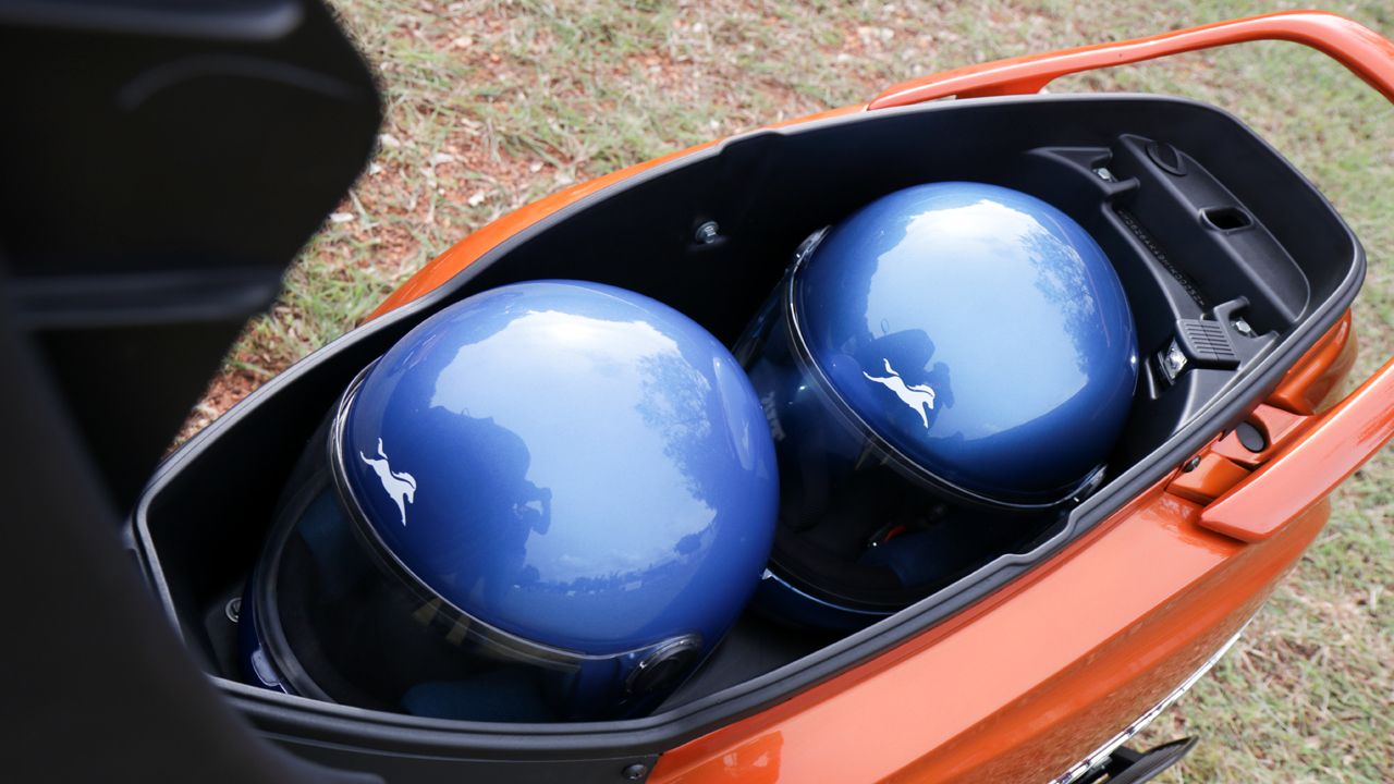 TVS Jupiter 125 Under Seat helmet storage