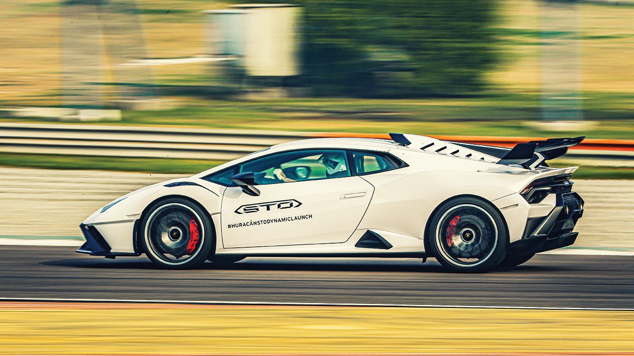 Lamborghini Huracan STO Track Shot Side Motion