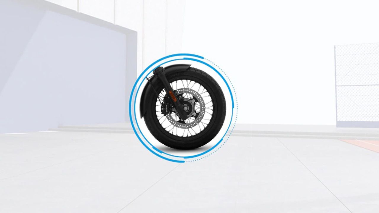 Yezdi Scrambler Front Tyre View