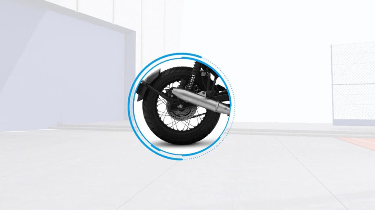 Yezdi Scrambler Rear Tyre View