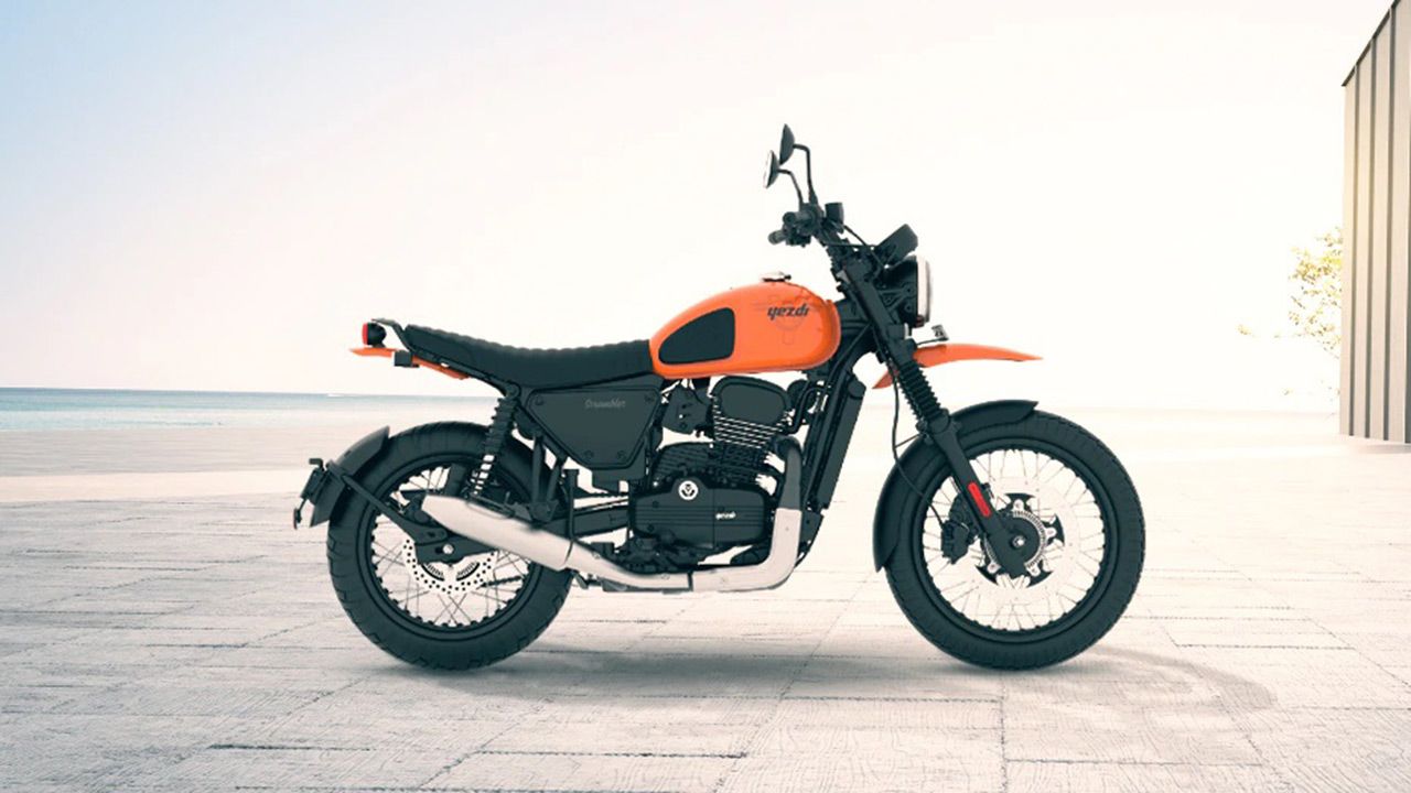 Yezdi Scrambler Right Side Fire Orange View 2