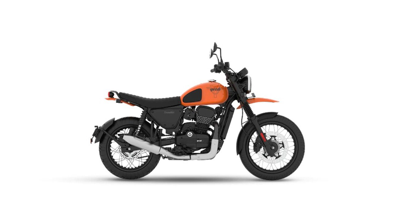 Yezdi Scrambler Right Side Fire Orange view