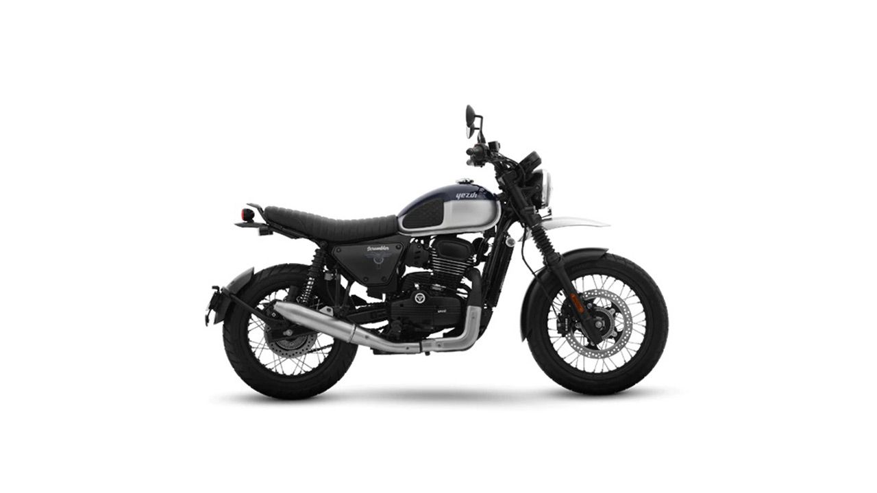 Yezdi Scrambler Right Side Midnight Blue View