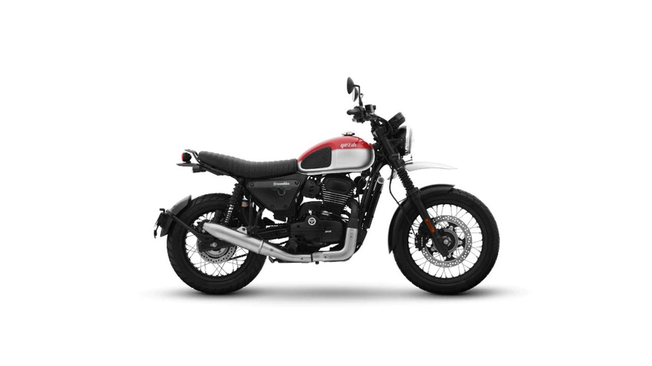 Yezdi Scrambler Right Side Rebel Red view