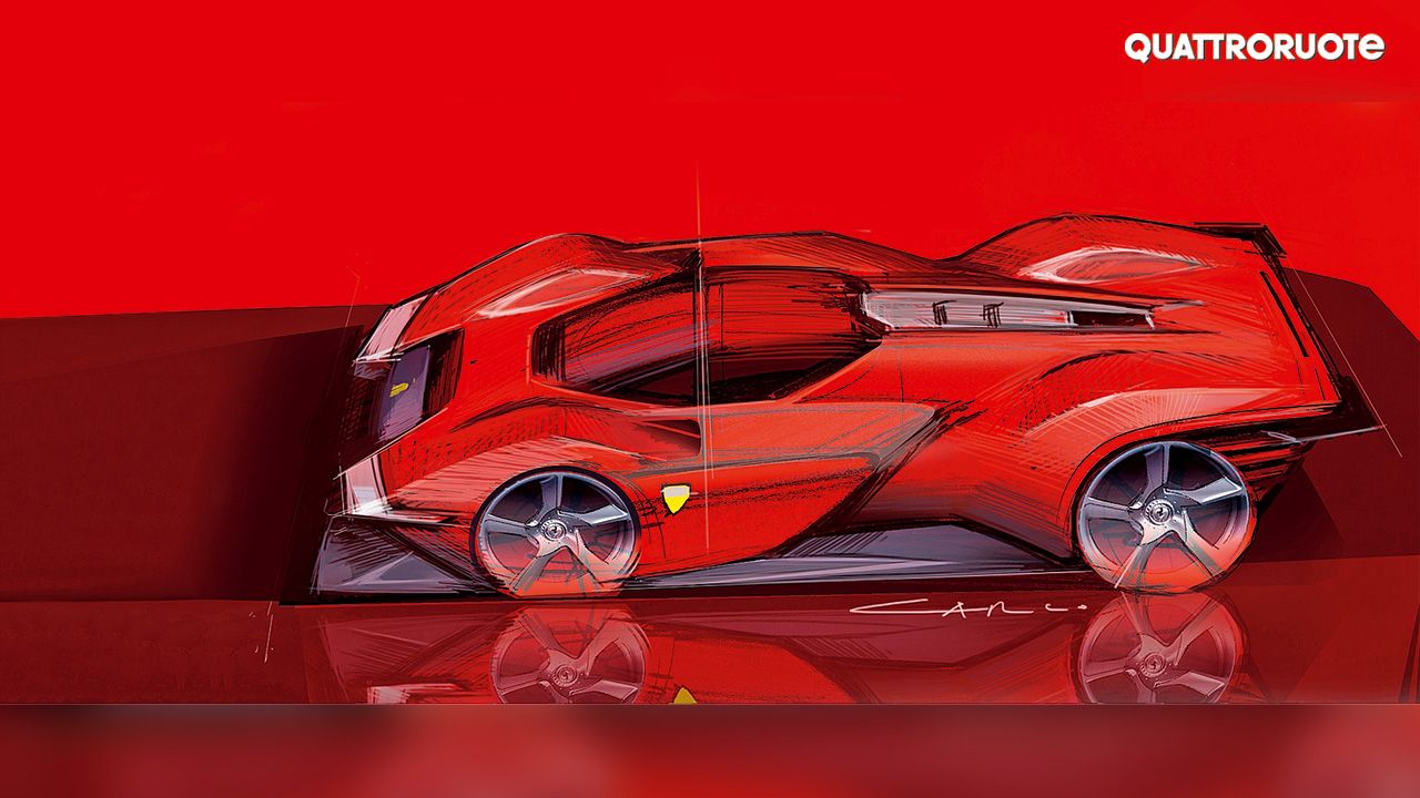 Ferrari Daytona SP3 Side Design Sketch