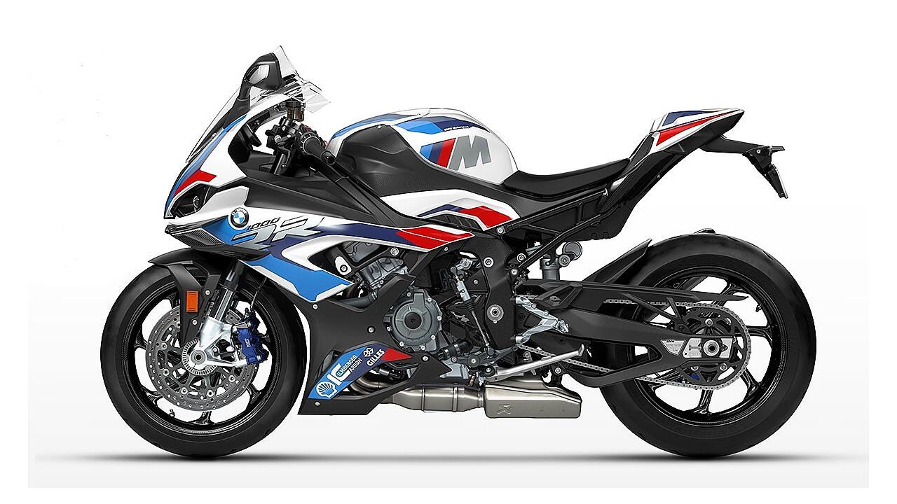 BMW M 1000 RR Light White Racing Blue Metallic and Racing Red