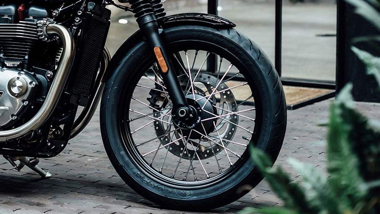 Triumph Bonneville Bobber Front Tyre View