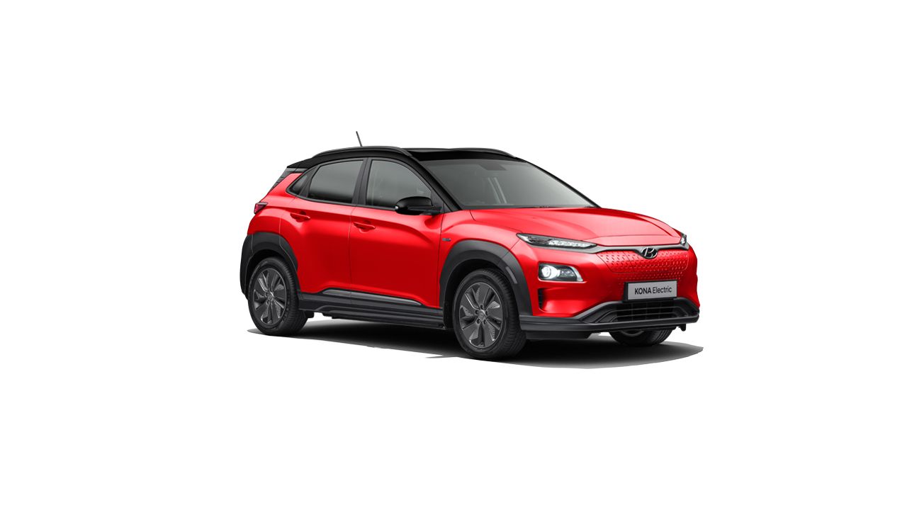 Hyundai Kona Elelctric Fiery red with phantom black roof