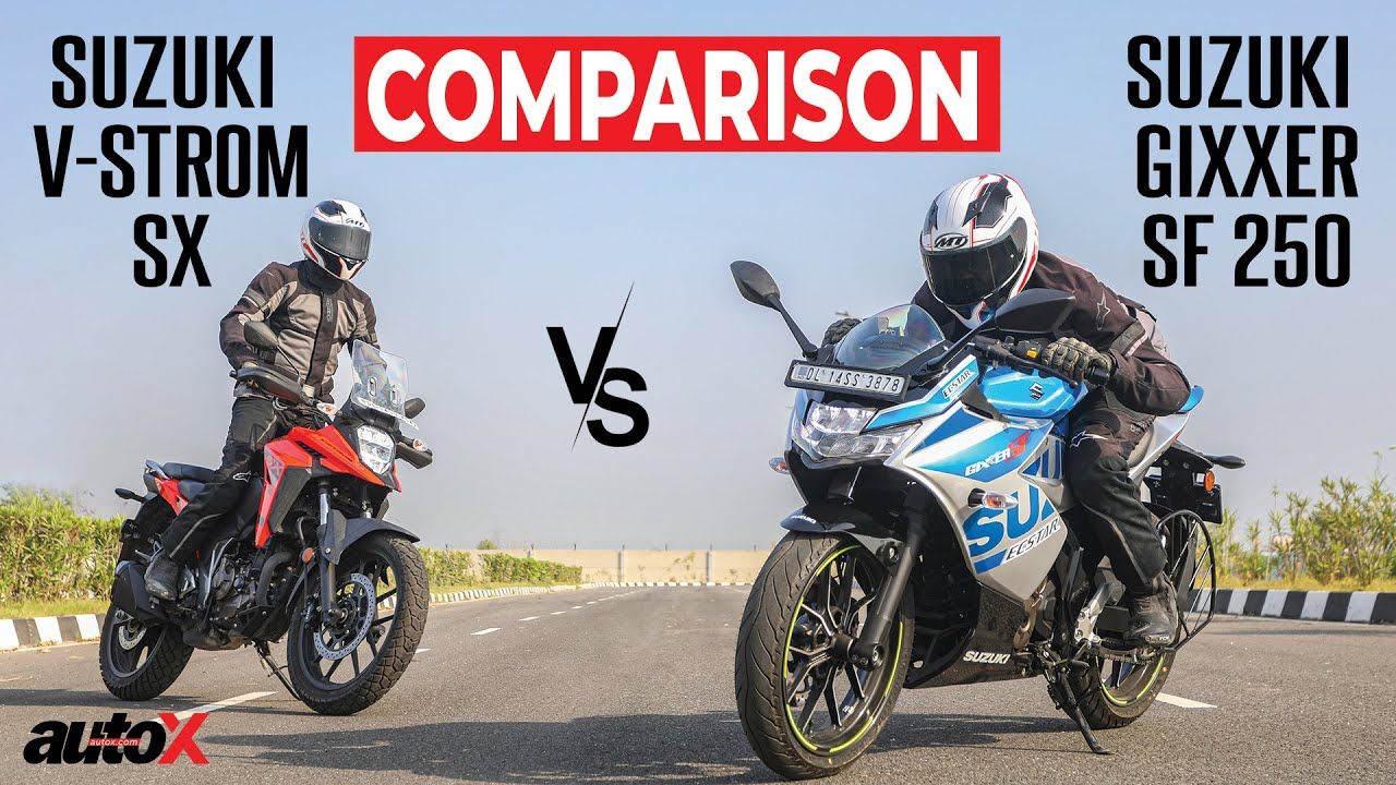 Suzuki Gixxer SF 250 Vs Suzuki VStrom SX 250 2023 Comparison Test Review AutoX