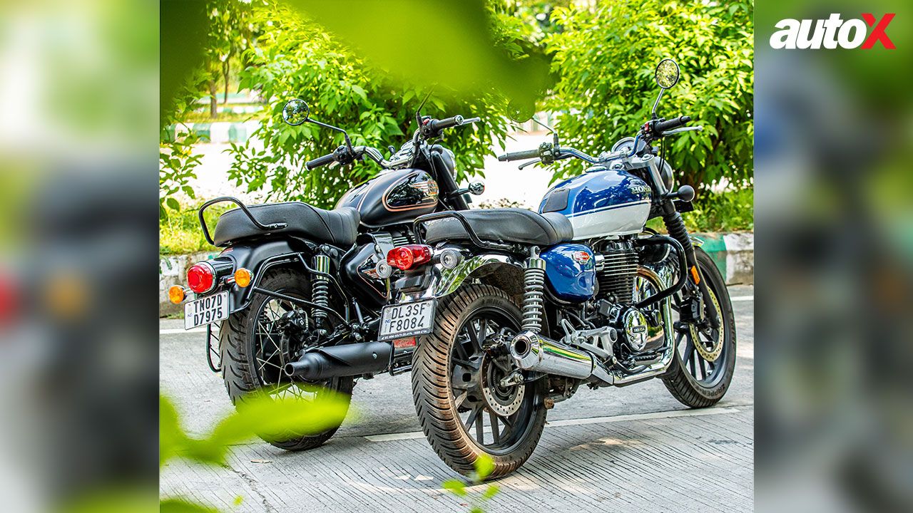 Honda Hness CB350 And Royal Enfield Bullet 350 Rear View