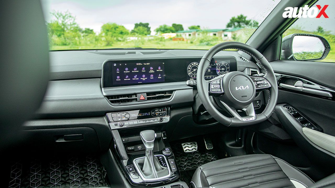 Kia Seltos View Of Steering Console And Instrumentation