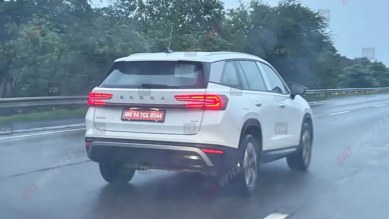 Rear view of new Skoda Kodiaq that was spotted testing