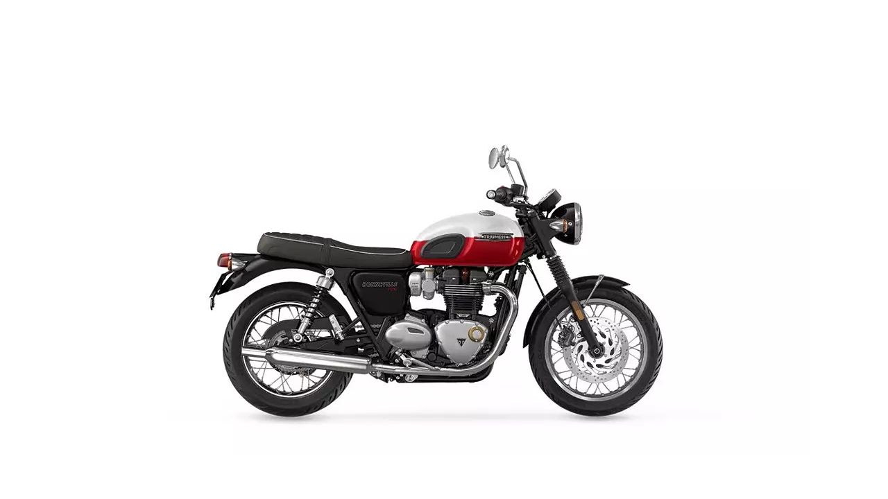 Triumph Bonneville T120 Crystal White Cranberry Red